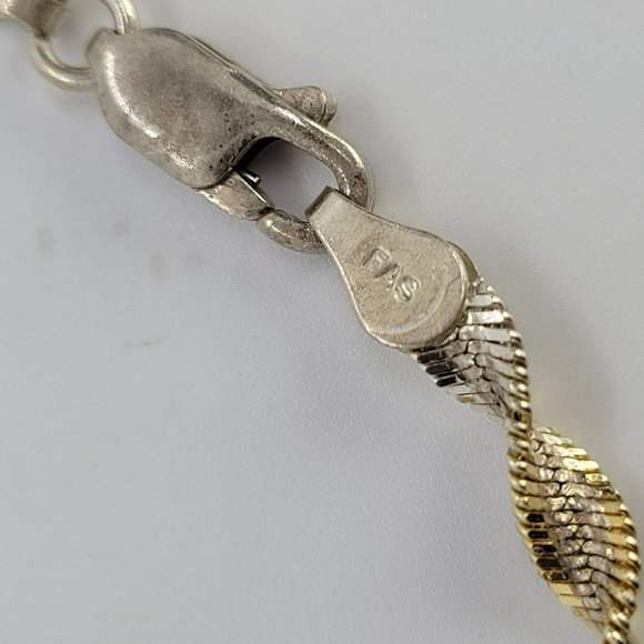 Vintage Silver 925 FAS Twisted 2 Tone Bracelet 8" marked Italy - Picture 4 of 4